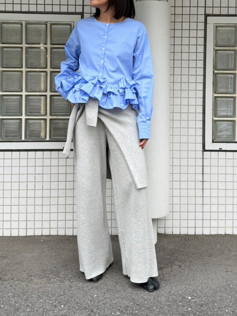 【 予約:2月中旬 】ペプラムフリル2WAYブラウス /M261-13005