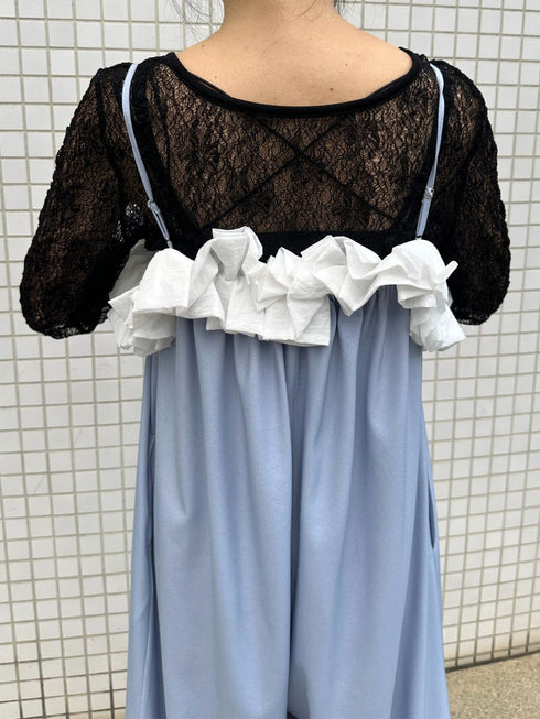 【 予約:2月中旬 】バブルフリルサロペット /M261-33007