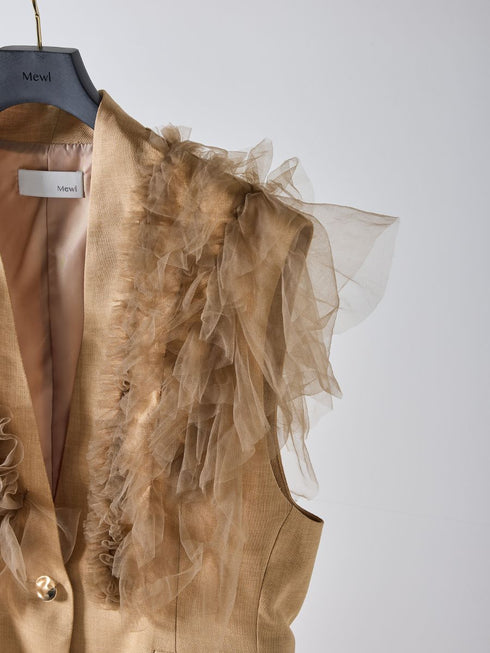 【 予約:2月中旬 】チュールフリルベスト /M261-43001