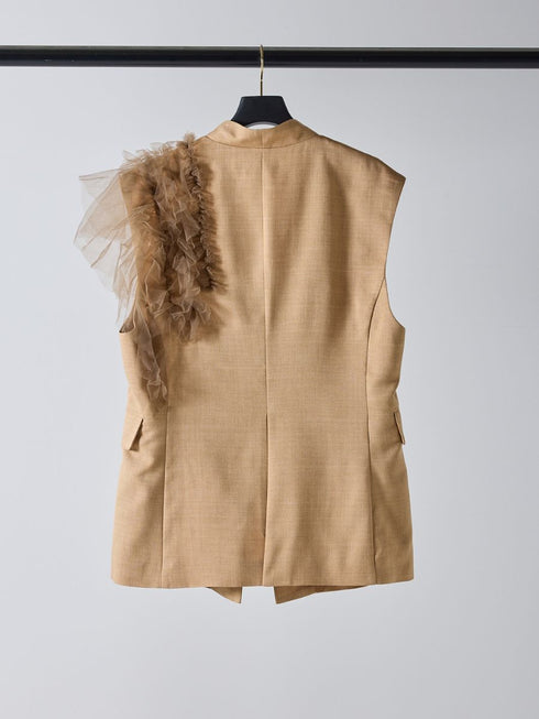 【 予約:2月中旬 】チュールフリルベスト /M261-43001