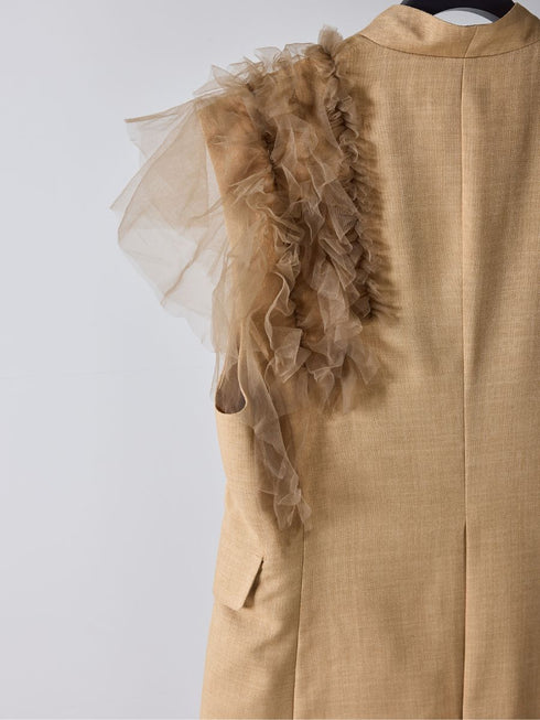 【 予約:2月中旬 】チュールフリルベスト /M261-43001