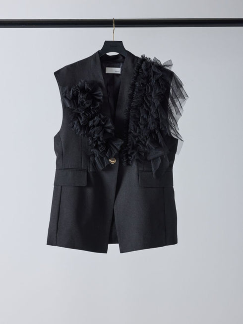 【 予約:2月中旬 】チュールフリルベスト /M261-43001