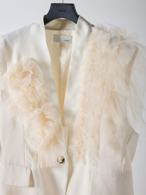 【 予約:2月中旬 】チュールフリルベスト /M261-43001