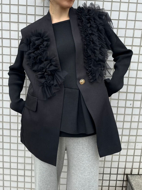 【 予約:2月中旬 】チュールフリルベスト /M261-43001