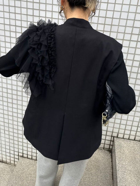 【 予約:2月中旬 】チュールフリルベスト /M261-43001