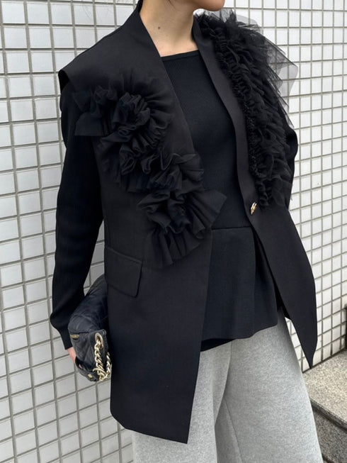 【 予約:2月中旬 】チュールフリルベスト /M261-43001