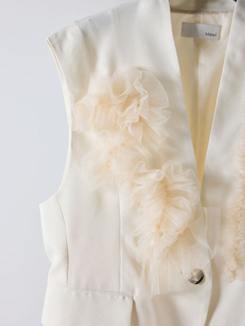 【 予約:2月中旬 】チュールフリルベスト /M261-43001