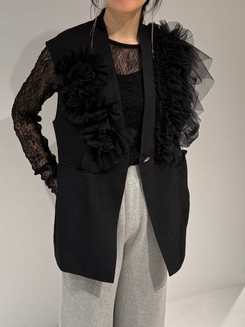 【 予約:2月中旬 】チュールフリルベスト /M261-43001