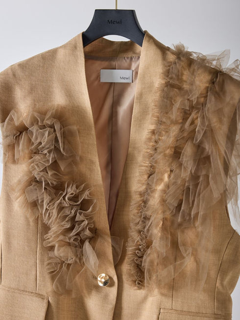 【 予約:2月中旬 】チュールフリルベスト /M261-43001