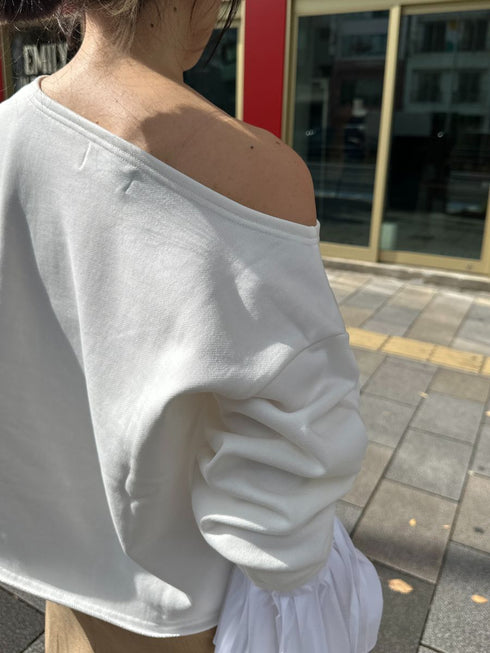 【 予約:2月中旬 】オフショルシャツスリーブスウェット /M261-83011