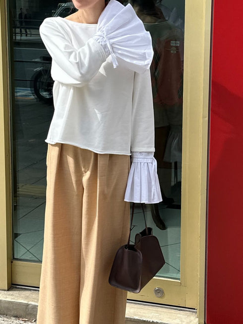 【 予約:2月中旬 】オフショルシャツスリーブスウェット /M261-83011