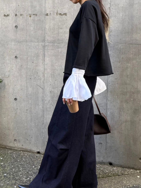 【 予約:2月中旬 】オフショルシャツスリーブスウェット /M261-83011