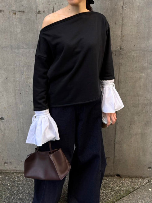 【 予約:2月中旬 】オフショルシャツスリーブスウェット /M261-83011