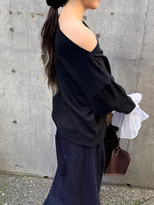 【 予約:2月中旬 】オフショルシャツスリーブスウェット /M261-83011