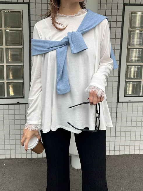 【 予約:2月中旬 】レースカラーフレアTOPS /M261-83030
