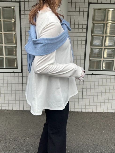 【 予約:2月中旬 】レースカラーフレアTOPS /M261-83030