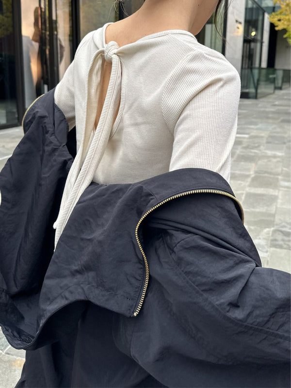 【 予約:2月中旬 】ラメリブバックリボンTOPS /M261-87023