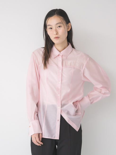 【 予約:1月中旬 】SHEER CURVY SHIRT /M264-18167
