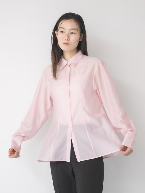 【 予約:1月中旬 】SHEER CURVY SHIRT /M264-18167