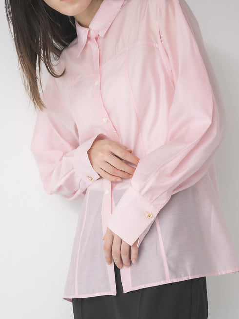 【 予約:1月中旬 】SHEER CURVY SHIRT /M264-18167