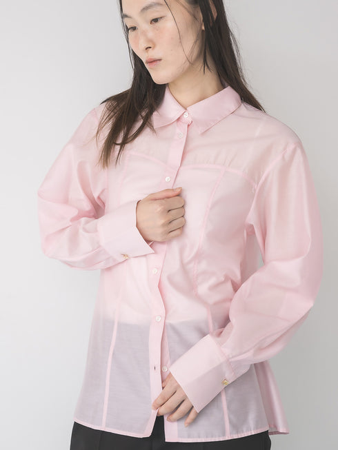 【 予約:1月中旬 】SHEER CURVY SHIRT /M264-18167