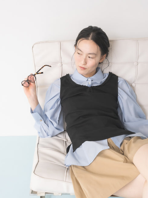 【 予約:1月中旬 】SHEER CURVY SHIRT /M264-18167