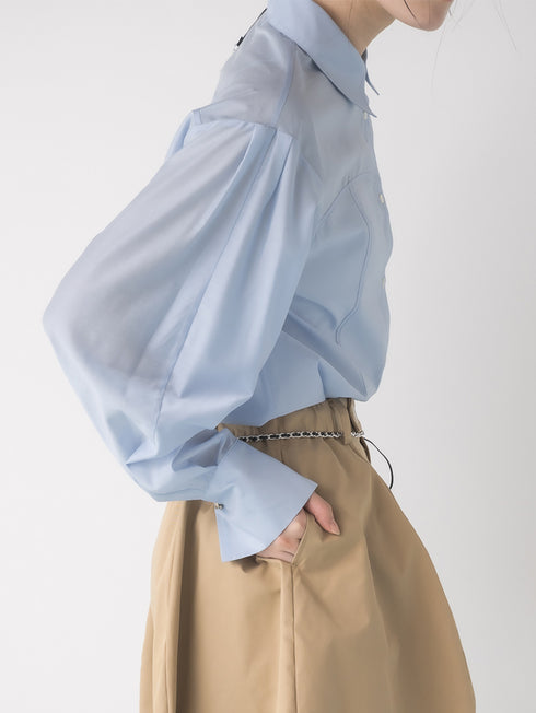 【 予約:1月中旬 】SHEER CURVY SHIRT /M264-18167