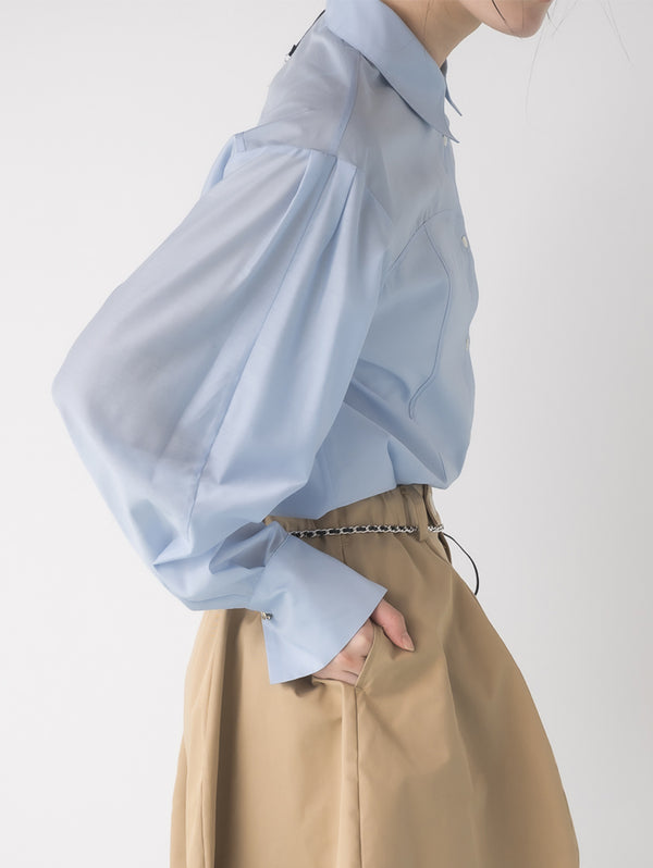 【 予約:1月中旬 】SHEER CURVY SHIRT /M264-18167