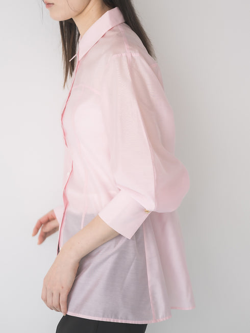 【 予約:1月中旬 】SHEER CURVY SHIRT /M264-18167
