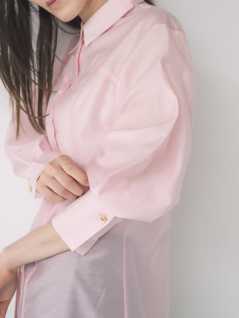 【 予約:1月中旬 】SHEER CURVY SHIRT /M264-18167