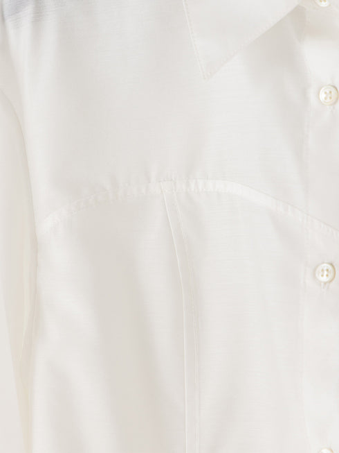【 予約:1月中旬 】SHEER CURVY SHIRT /M264-18167
