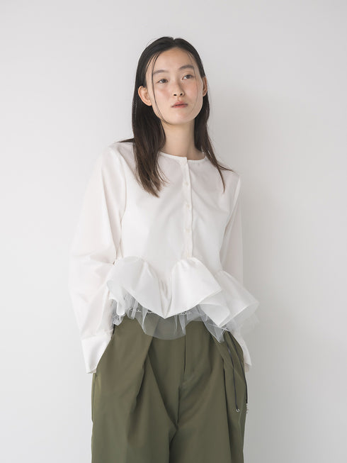 【 予約:1月中旬 】TULLE PEPLUM BLOUSE /M264-18168