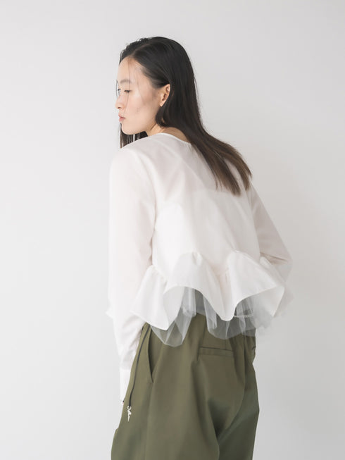 【 予約:1月中旬 】TULLE PEPLUM BLOUSE /M264-18168