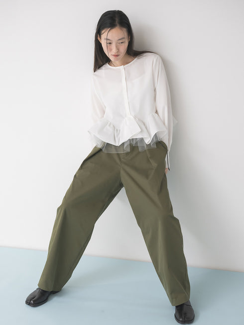 【 予約:1月中旬 】TULLE PEPLUM BLOUSE /M264-18168