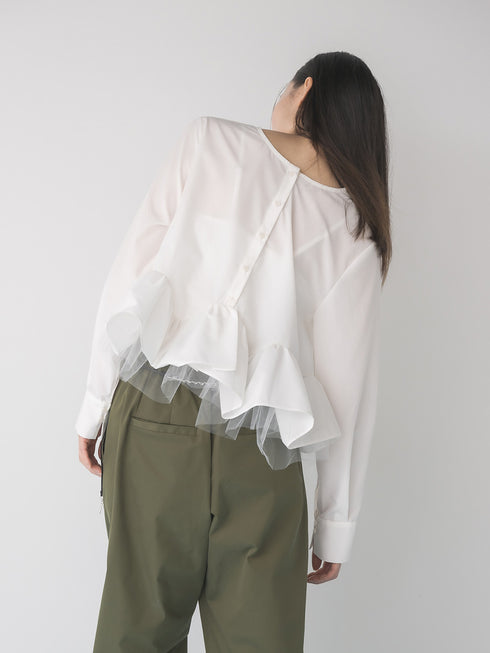 【 予約:1月中旬 】TULLE PEPLUM BLOUSE /M264-18168