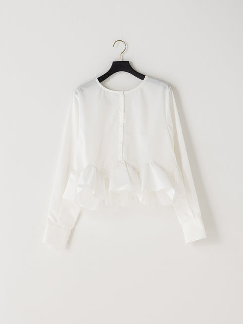 【 予約:1月中旬 】TULLE PEPLUM BLOUSE /M264-18168