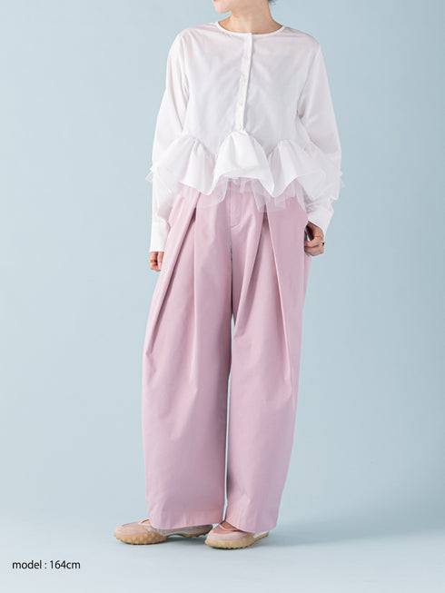 【 予約:1月中旬 】TULLE PEPLUM BLOUSE /M264-18168