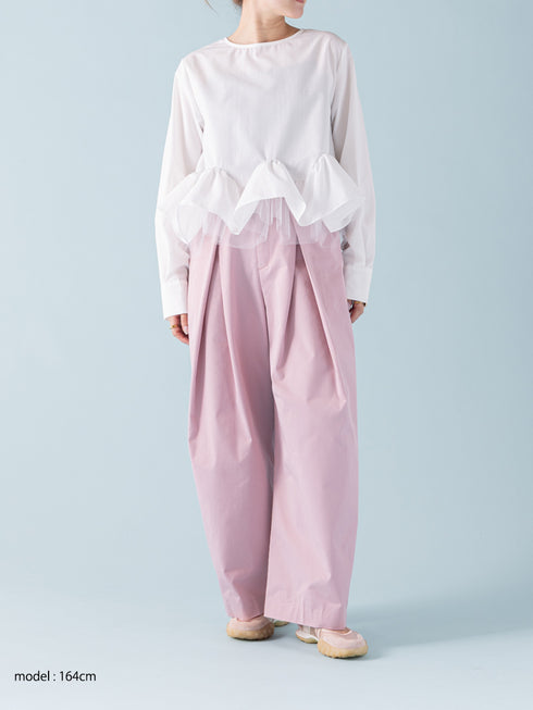 【 予約:1月中旬 】TULLE PEPLUM BLOUSE /M264-18168
