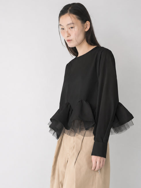 【 予約:1月中旬 】TULLE PEPLUM BLOUSE /M264-18168