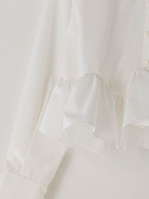 【 予約:1月中旬 】TULLE PEPLUM BLOUSE /M264-18168