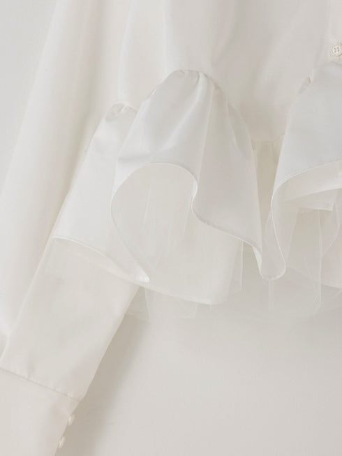 【 予約:1月中旬 】TULLE PEPLUM BLOUSE /M264-18168