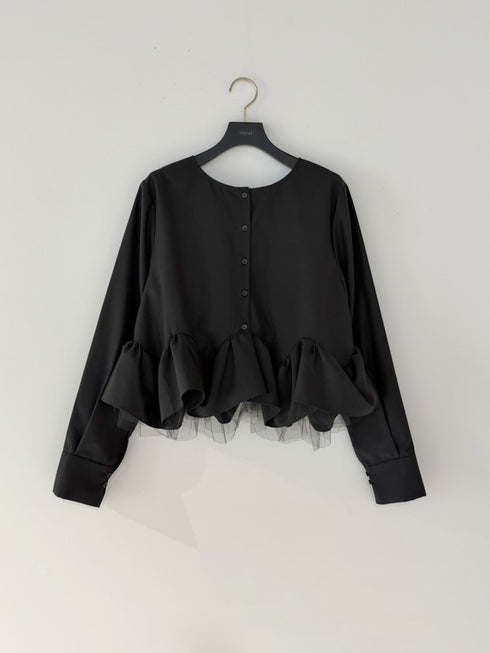 【 予約:1月中旬 】TULLE PEPLUM BLOUSE /M264-18168