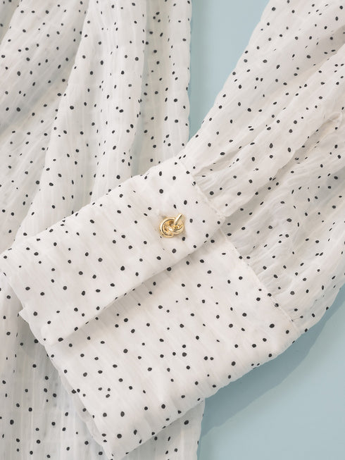 【 予約:1月中旬 】DOT SHEER CURVY SHIR /M264-18175