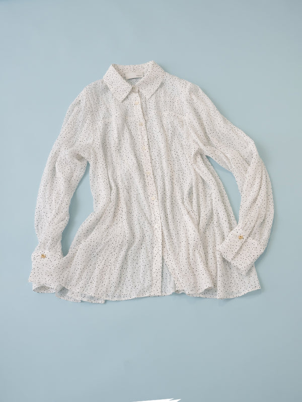 【 予約:1月中旬 】DOT SHEER CURVY SHIR /M264-18175