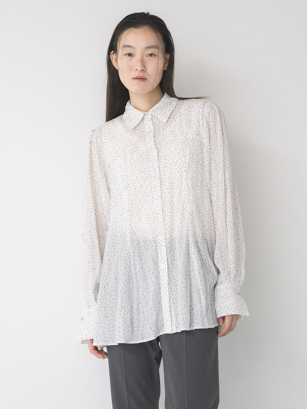 【 予約:1月中旬 】DOT SHEER CURVY SHIR /M264-18175