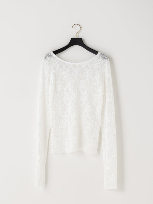 【 予約:1月中旬 】LACE LONG SLEEVE TOP /M264-88190