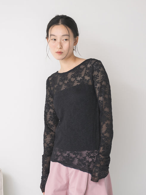 【 予約:1月中旬 】LACE LONG SLEEVE TOP /M264-88190