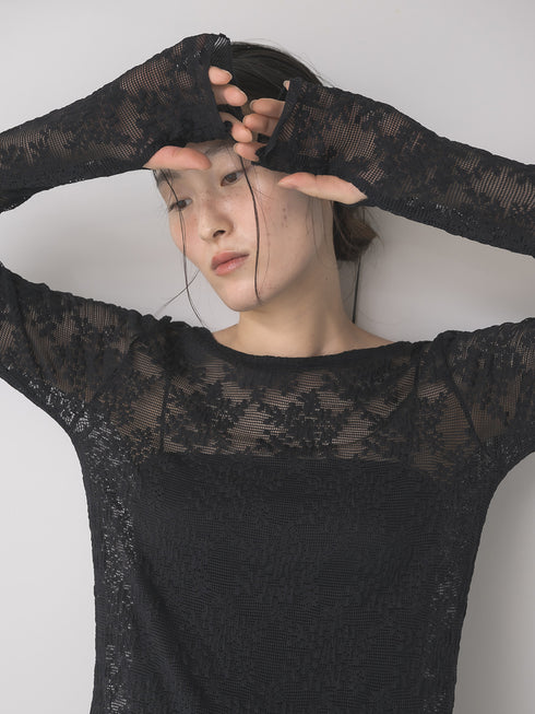 【 予約:1月中旬 】LACE LONG SLEEVE TOP /M264-88190