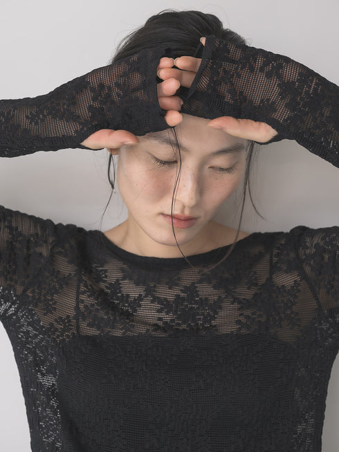 【 予約:1月中旬 】LACE LONG SLEEVE TOP /M264-88190