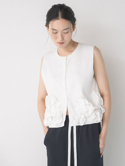 【 予約:1月中旬 】PEPLUM KNIT VEST /M264-98185